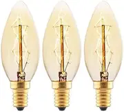 Aidencor Small Screw Candle Light Bulbs, Vintage E14 Edison Filament Light Bulb Dimmable Decorative 40W SES Bulbs Warm White 2700K, Pack of 3