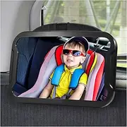Vinabo 360° Baby Car Mirror - Shatterproof Car Mirror Baby Rear Seat Mirror, Big Vision Car Mirror New Parents Must Have - Adjustable - Suitable for All Types of Headrests