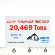 Coal Mining Sticker 1985 Quarto Mining Co Powhatan No 4 Daily Tonnage Record