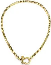 Tondiamo Stainless Steel Chain Necklace Gold Chain Heavy Screw Anchor Shackle Necklace Chunky Gold Necklace for Men Women