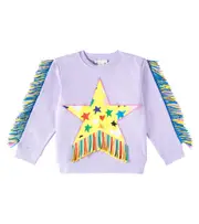 [Stella McCartney Kids] Stella McCartney Kids Fringed cotton jersey sweatshirt Y 4 purple
