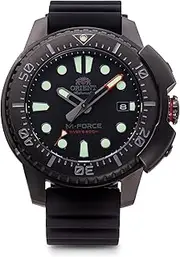 [ORIENT] M-Force Automatic Wristwatch, MForce Mechanical Automatic, Waterproof for Scuba Diving 200m, Men's Black, Black, Wristwatch sports automatic (hand wound) and second hand stop function