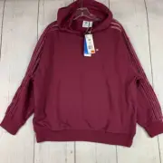 Adidas Logo XS Pullover Hoodie Oversized Red New Women