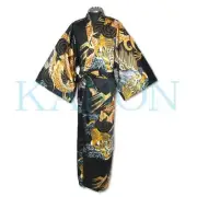 Japanese MEN'S KIMONO YUKATA OBI DRAGON DLACK BIG SIZE EXL NEW (64)