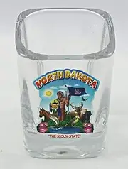 North Dakota State Montage Square Shot Glass Glassware