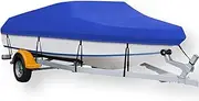 Jonhzz Boat Cover, Waterproof Blue V-Hull, Fishing Boat, Trimaran, Bass Boat, Pro Type Boat Cover.-14-16FT