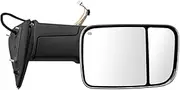Right Passenger Side Tow Mirror fits for 2013-2018 Ram 2500 3500 Support Power Folding Glass Adjustment Power Heated with Turn Signal Light with Temperature Sensor