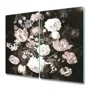 Glass Worktop Kitchen Chopping Board Dark Bouquet Vintage Watercolour 2x30x52