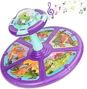 Dinosaur Sit and Spin Toys for Toddlers Boys 1 2 3 Years Old, Birthday Boys Age 2-4 with LED Lights and Music, 360° Spin Easter Basket Stuffers