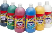 Cra-Z-Art Washable Tempera Paint Bulk Pack 6ct Color Set Assorted Colors 32oz each bottle, 6 Super Bright Finger Paint Color, Great Back to School Teacher Supplies