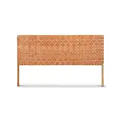 Lazie King Size Teak & Natural Tan Leather Bedhead