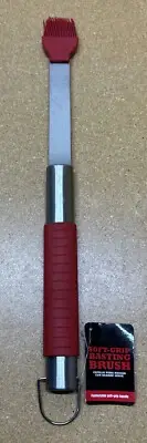 NEW BBQ Basting Brush Silicone Soft Grip 17” Stainless Steel Grilling Outdoor