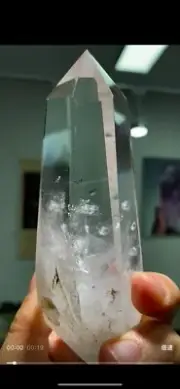 324g TOP! Natural clear quartz obelisk crystal Blue needle wand point tower