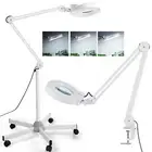 10x Magnifying Glass With Light And Stand Floor Lamp With 5wheel Rolling Base Fo
