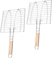 Bbq Basket Tongs Set Fish Grilling Rack Beef Steak Bbq Utensils Easy Clean