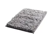 Door Carpet Solid Color Absorbent Polyester Dust-Proof Outdoor Rug for Balcony-Grey