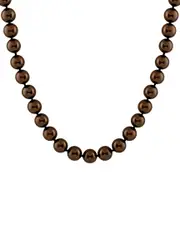 Splendid Pearls Rhodium Plated Silver 14-15mm Shell Pearl Necklace