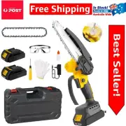 6-Inch Mini Cordless Chainsaw with Brushless Motor & Safety Lock - 2 Batteries