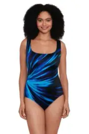 Longitude Soundwave Panel Scoop Neck Tank One Piece Blue