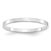 14k White Gold 2mm Flat Wedding Band Ring Size 12 2.1g Gift for Mother