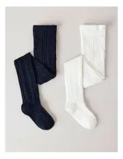 [Sprout] 2 Pack Cable Knit Tights in Multi