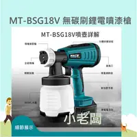 在飛比找蝦皮購物優惠-@小老闆@ MT-BSG18V 無碳刷鋰電噴漆槍 充電 免拉