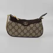 GUCCI Ophidia Mini $850 Beige And Ebony GG Canvas Bag New And Authentic