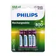 PHILIPS 飛利浦 4號低自放800mAh充電電池4入