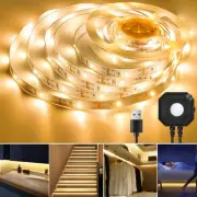USB Powered 9.8ft Warm White Motion Sensor LED Strip Light for Indoor Under B...