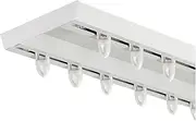 Room Divider，Ceiling Curtain Track， Curtain Track Room Divider Hospital Curtain Ceiling Mount Double Curtain Track Champagne White Aluminum Alloy Room Divider Curtain Rod(White,280cm/9.2ft/110.2in)