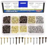 Glarks 1600Pcs Small Tiny Nails Kit Wood Screw Nail Gold Silver Bronze 1x6mm, 1x8mm 1x10mm Mini Nails for DIY Hardware Accessories Fixed Installation