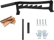 Black Wood Splitter, Wall Mounted Log Splitter Heavy Duty Carbon Steel Firewood Splitters with Dual Handle and Gloves, Portable Firewood Cutter for Outdoor Indoor Camping