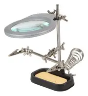 PCB Holder with 90mm LED Magnifier Glass and Soldering Iron Stand