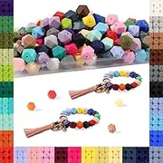 90Pcs Hexagon Silicone Beads, 30 Colors 14mm Silicone Focal Beads for Keychain Making, Silicone Beads Bulk for Bracelet Necklace Making and Spacer Beads for Pens