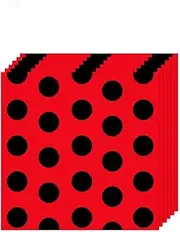 TUIC 2-ply Red and Black Dot Disposable Napkin 13 x 13 Inch Napkins Paper for Party Supplies Cocktail Wedding Birthday Anniversary Halloween Christmas Party Event (40 Pack)