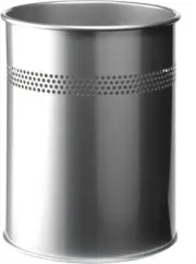 Durable Metal Round Waste Bin Silver 15 Litre Capacity | Stylish 30 mm Perforate