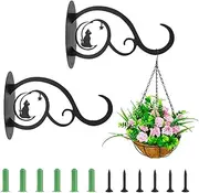 NA 2 Pack Heavy Duty Iron Wall Mount Plant Hanger Hooks with Screws for Lanterns, Bird Feeders, Planters, Flower Pots, Wind Chimes, Ornaments, etc.