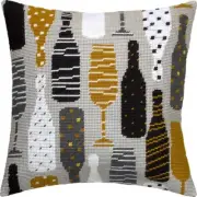 Tapestry Pillow Cover DIY kit "Bottles" Needlepoint kit Printed canvas
