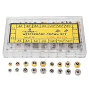 140PCS Watch Crown Spare Parts Stainless Steel Portable Watch Crown Repairing Replacement with Storage Box