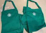 2 pcs. Starbucks Coffee Official Barista Green Apron Brand New 2 front pockets