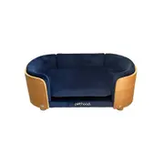 Luna Oval Pet Bed Small Velvet Blue