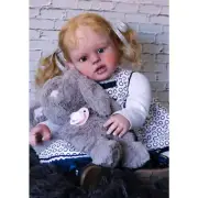 Completed Reborn Baby Doll Toddler 28" Yellow Long Hair Rooted Cloth Body Gift
