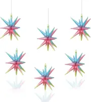 6 Pcs Multicolor Star Foil Balloons One-Piece 14-Pointed Star Balloons 4D Starbu