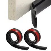 2 Pcs Silicone Door Draft Stopper Door Weather Stripping Door Sweep, Black