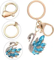 [FOMIYES] 1Pc Lovely Rhinestone Swan Key Chain Pendant Elegant Car Bag Hanging Decorations present Durable and Decorative Accessory for Keys and Bags for All Ages