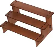 GLEAVI Double Ladder Display Stand Wear-resistant Figures Stand Cupcake Display Stand Desktop Figures Stand Multi-function Dessert Stand Cupcake Holder Display Shelf Wooden Light Brown
