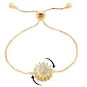 Spinning Sunflower Fidget Bracelet for Women, Worry Anxiety Relieving Jewelry
