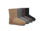 AUSTRALIAN SHEPHERD® UGG Boots Double Face Sheepskin Wool Short Classic - Black / AU Ladies 12 / AU Men 10 / EU 43