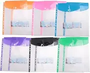Aswalling 12 Pack A4 Punched Pockets Plastic Wallets - 11 Holes Expandable Binder Pocket Envelope File Folders