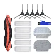 18pcs Replacements for XIAOMI MIJIA STYJ02YM Vacuum Cleaner Parts Accessories 5*Side Brushes 5*Filters 3*Wet Rag 3* Wet Dry Rag 1*Roll Brush 1*Blue Co